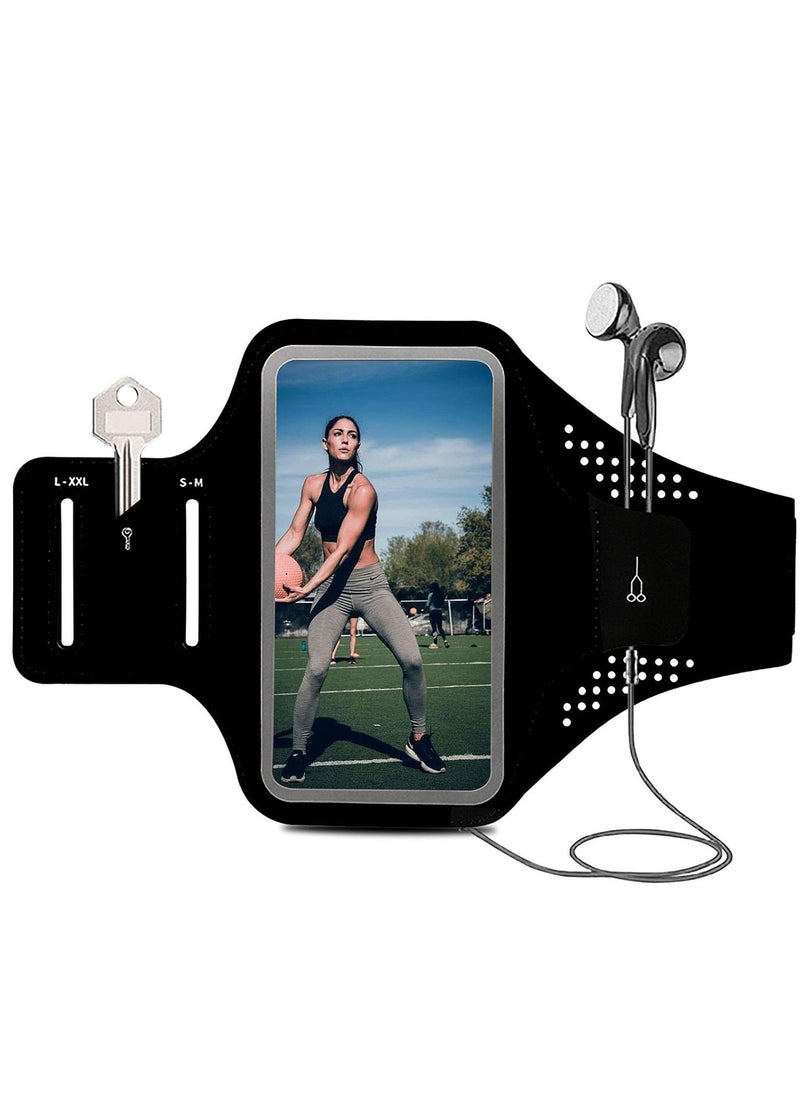 SYOSI - Running Phone Holder Sporting Cell Phone Armband for iPhone 15/14 Pro/ 14 Pro Max All Models up to 6.5" Phone Strap with Key pouch and Headphone slots Running Armband for Jogging Cycling Hiking - Image 1