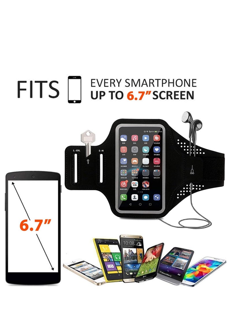 SYOSI - Running Phone Holder Sporting Cell Phone Armband for iPhone 15/14 Pro/ 14 Pro Max All Models up to 6.5" Phone Strap with Key pouch and Headphone slots Running Armband for Jogging Cycling Hiking - Image 1