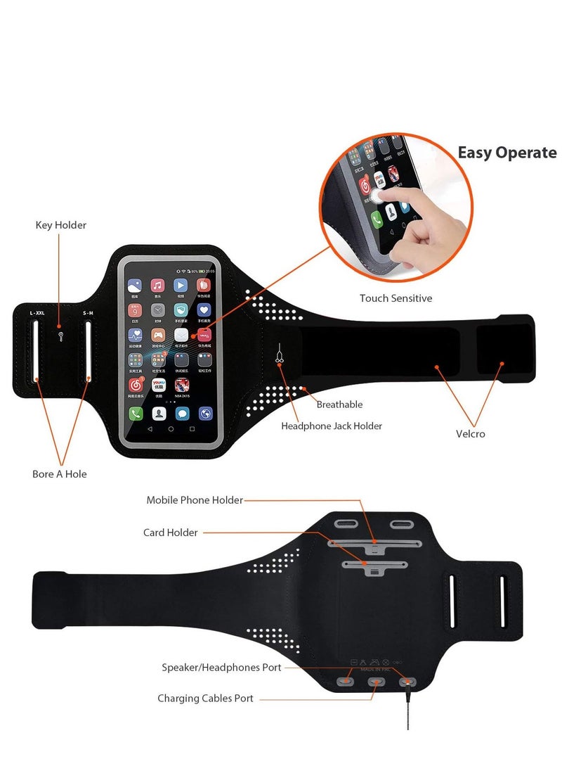 SYOSI - Running Phone Holder Sporting Cell Phone Armband for iPhone 15/14 Pro/ 14 Pro Max All Models up to 6.5" Phone Strap with Key pouch and Headphone slots Running Armband for Jogging Cycling Hiking - Image 1