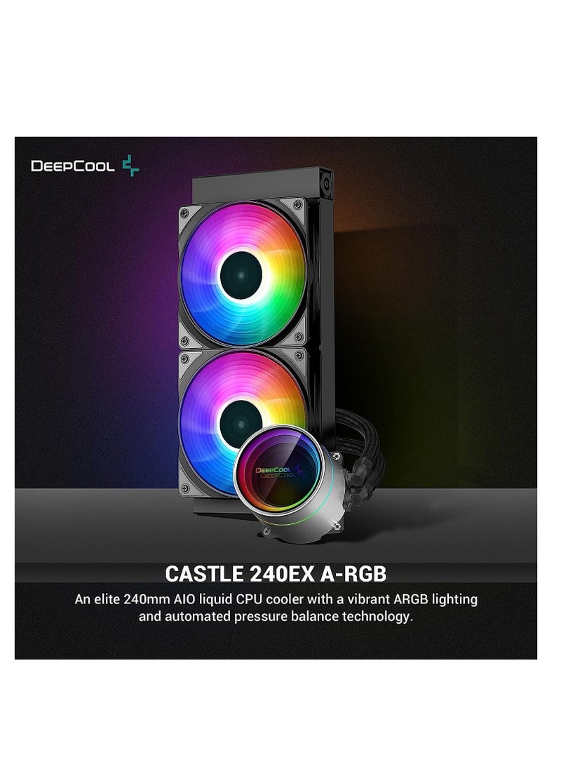 DEEPCOOL - DEEPCOOL Castle 240 EX ARGB Addressable RGB LED CPU Liquid Cooler - Image 1