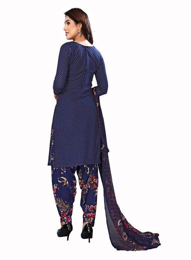 Yashika Women's Crepe Printed Unstitched Salwar Suit Dress Material With Dupatta(NEW-JALPA NAVY) - Image 4