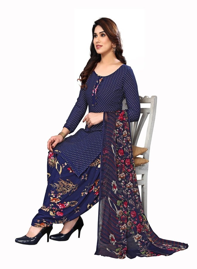 Yashika Women's Crepe Printed Unstitched Salwar Suit Dress Material With Dupatta(NEW-JALPA NAVY) - Image 2