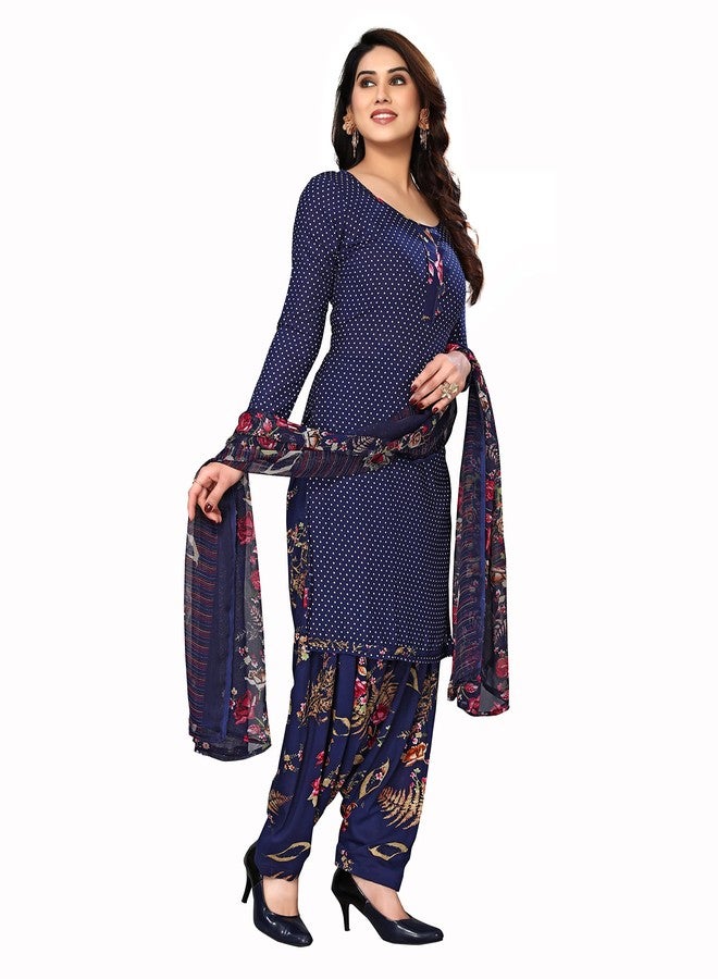 Yashika Women's Crepe Printed Unstitched Salwar Suit Dress Material With Dupatta(NEW-JALPA NAVY) - Image 3