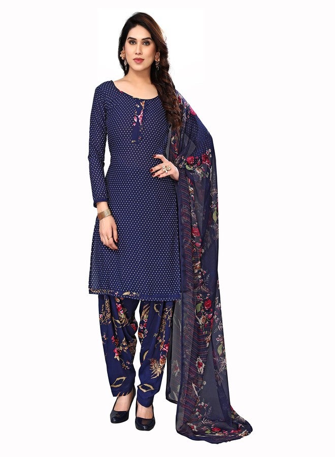 Yashika Women's Crepe Printed Unstitched Salwar Suit Dress Material With Dupatta(NEW-JALPA NAVY) - Image 1