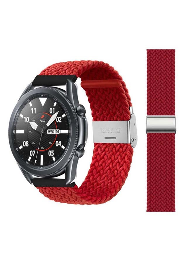 Perfii Adjustable Braided Solo Loop Band for Samsung Galaxy Watch3 45mm Red - Image 1