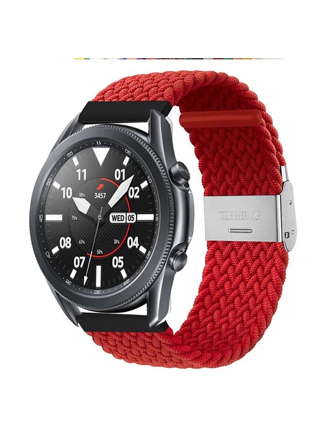 Perfii Adjustable Braided Solo Loop Band for Samsung Galaxy Watch3 45mm Red - Image 2