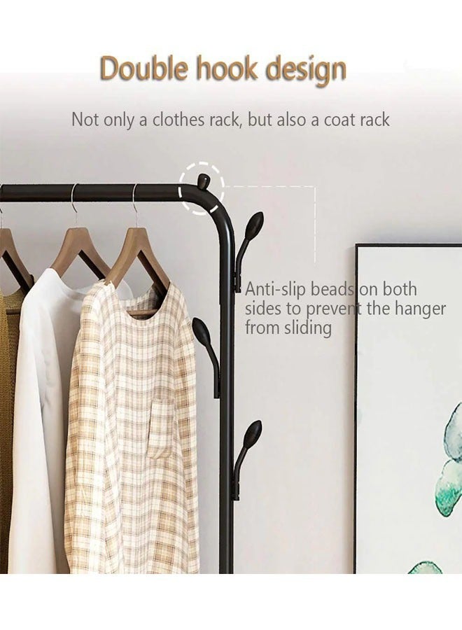 2-Tier Stainless Steel Shoes Rack and Coat Hanging Stand for Home