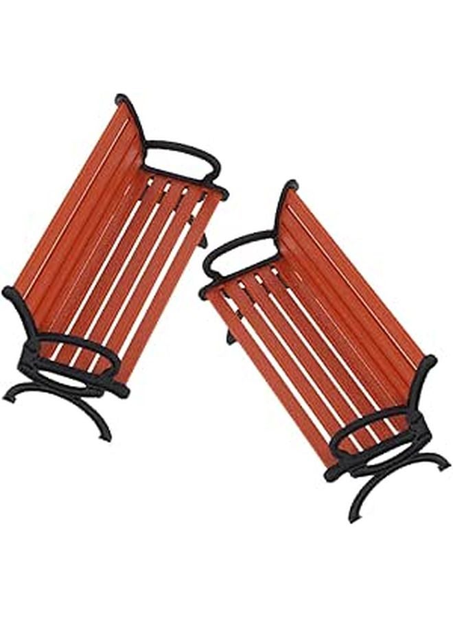 Miniature Park Bench 2Pcs Wooden Dollhouse Furniture for Fairy Garden Decor - Image 1