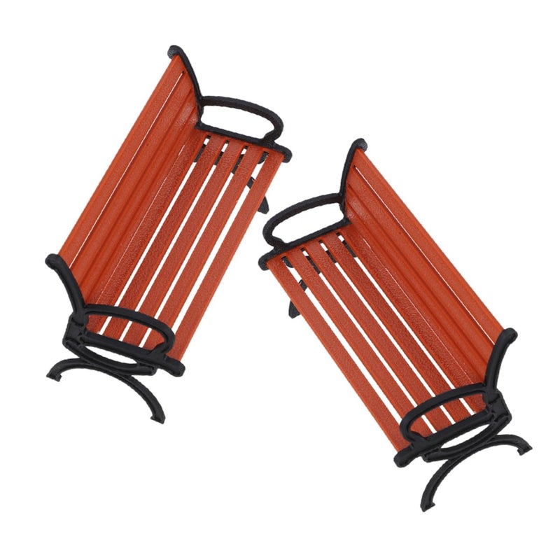Miniature Park Bench 2Pcs Wooden Dollhouse Furniture for Fairy Garden Decor - Image 2