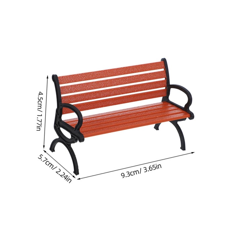 Miniature Park Bench 2Pcs Wooden Dollhouse Furniture for Fairy Garden Decor - Image 3