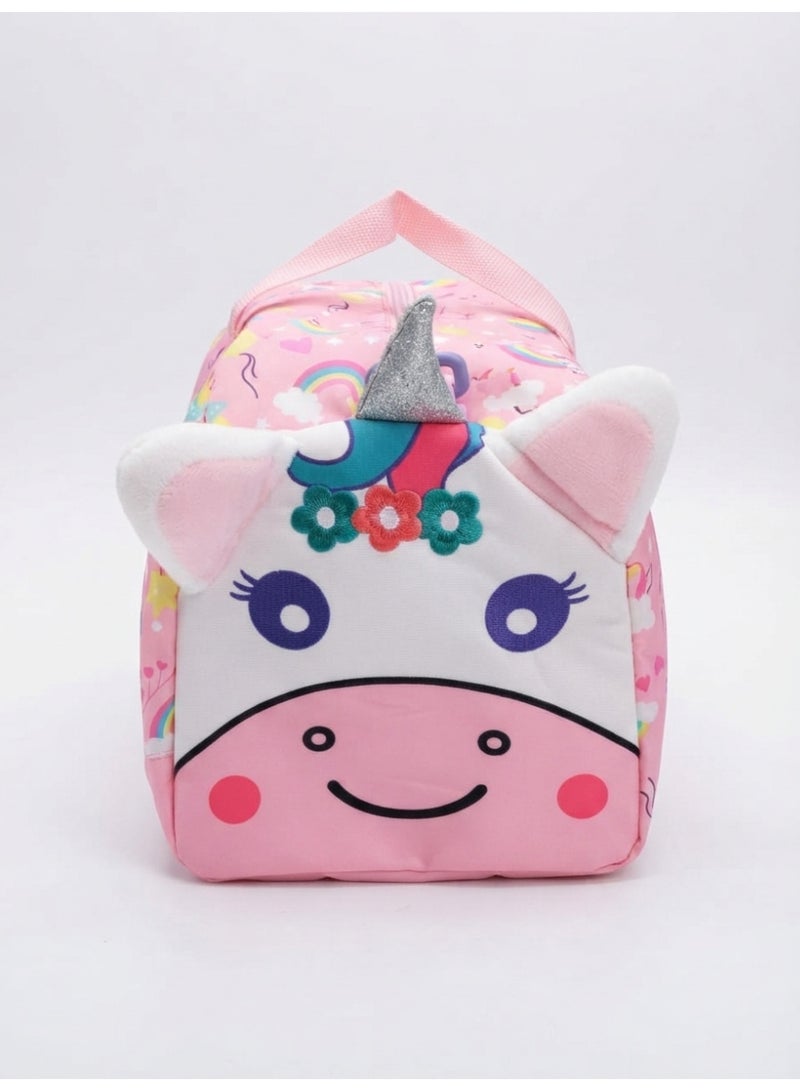 3D Pink Unicorn Kids & Baby Travel Duffle Bag (46x20x23 cm) | Multi-Function Baby Essentials Bag with Adjustable Shoulder Strap - Image 2