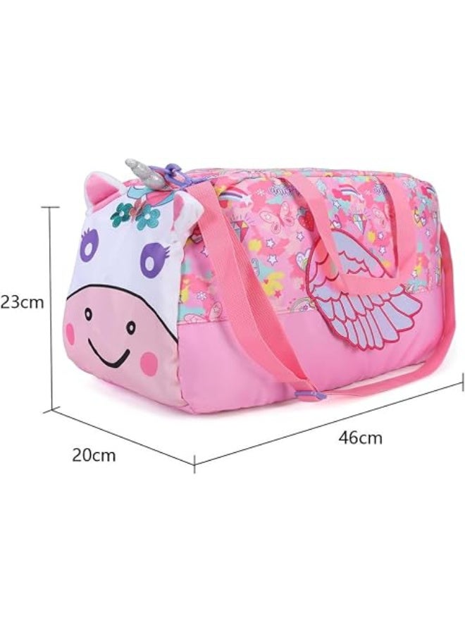 3D Pink Unicorn Kids & Baby Travel Duffle Bag (46x20x23 cm) | Multi-Function Baby Essentials Bag with Adjustable Shoulder Strap - Image 3