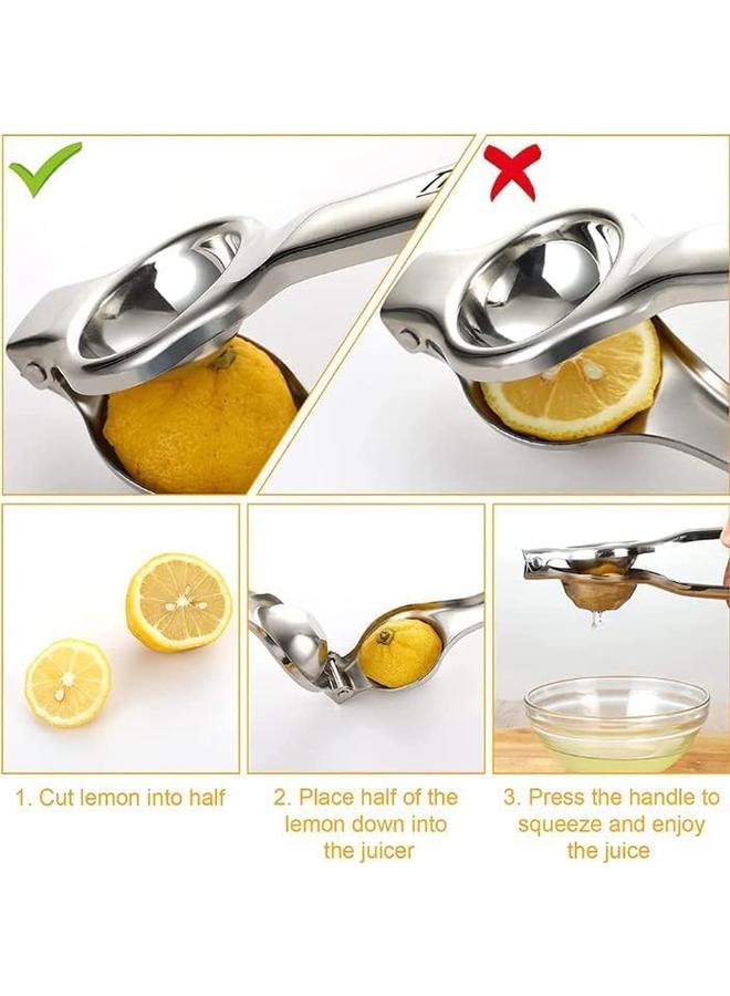ECVV Lemon Squeezer Stainless Steel Lemon Squeezer Hand Manual With Squeezer Bowl And Food Grade Silicone Handles Premium Quality Lime Lemon Squeezer Manual Citrus Press Juicer - Image 2