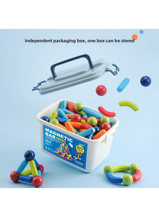 Variable Magnetic Bar Puzzle Early Education Magnet Toy Storage Box Assembled Strong Magnetic Children Building Blocks Wholesale-Color:Variety Magnetic Rod 48p Storage Box  - Image 4