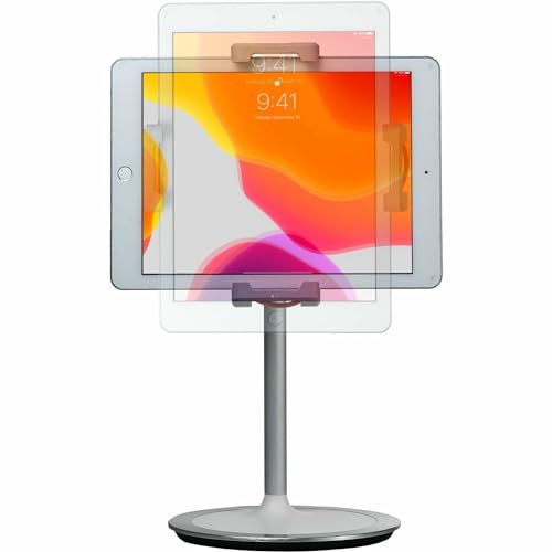 CTA Digital Desktop Tablet Stand – CTA Adjustable Desktop Tablet Stand with Sturdy Weighted Metal Base and 360-Degree Rotation Headpiece – Compatible with Smartphones and Tablets 4.7- 12.9 Inches (PAD-HADTS) - Image 1