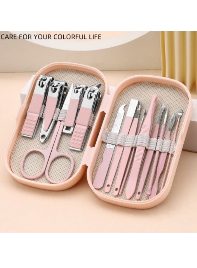 طقم مقصات أظافر 14 قطعة من الفولاذ المقاوم للصدأ طقم مانيكير مانيكير أظافر فن الأظافر أخضر - Image 3