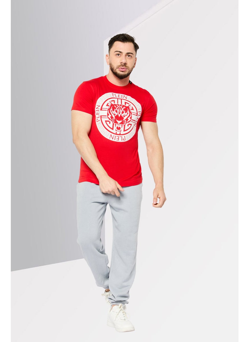Plein Sport - Men Sportswear Fit Short Sleeves Outdoor T-Shirt, Red - Image 1