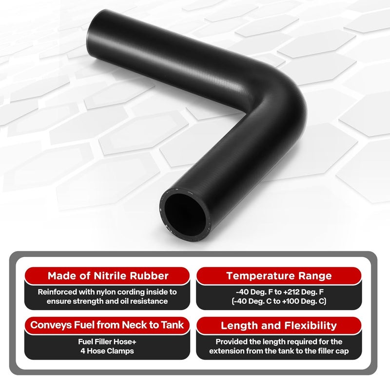 BEIJIULI Gasoline Fuel Filler Neck Hose with 4 Clamps,Reinforced Gas tank Filler Hose (90 Degree, 2" ID) - Image 3