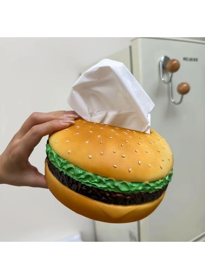 حامل مناديل على شكل برجر دائري إكسسوار مكتب مبتكر ومتين من البلاستيك - Image 3