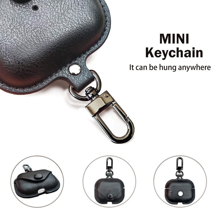 Printme Compatible for Airpods Pro 2nd Generation Case Cover, PU Leather Case Cover Protective Case with Keychain for New Airpods Pro 2 Case 2022 [Front LED Visible] (Black) - Image 5