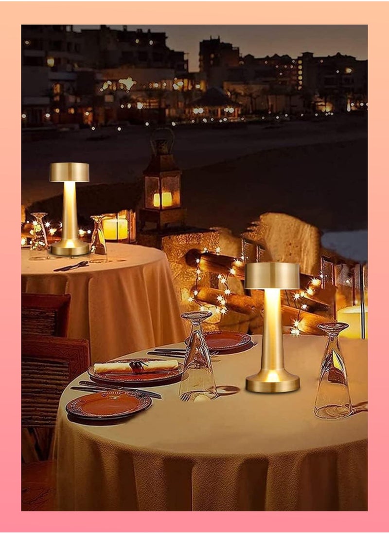 JAJEEK مصباح طاولة بشحن USB - حساس لمسة، ضوء LED بدون سلك للمطاعم، المقاهي، المكاتب المتنقلة، وزينة السرير (ذهبي) - Image 4