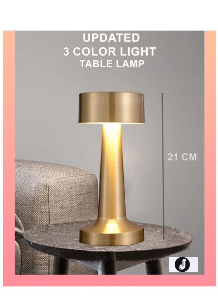 JAJEEK مصباح طاولة بشحن USB - حساس لمسة، ضوء LED بدون سلك للمطاعم، المقاهي، المكاتب المتنقلة، وزينة السرير (ذهبي) - Image 2