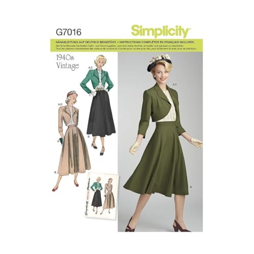 Simplicity US8462U5 1940's Fashion Women's Vintage Blouse, Bolero, and Skirt Sewing Patterns, Sizes 16-24 - Image 1