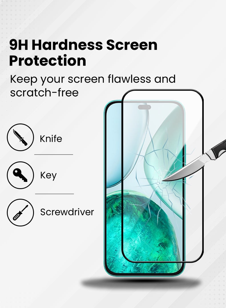 رفع القضية واقي شاشة لهاتف Honor X8c مقاس 6.7 بوصة، مصنوع من زجاج مقوى بصلابة 9H، سهل التركيب وخالٍ من الفقاعات، وتغطية كاملة، ومضاد للخدش وحساس للمس - Image 3