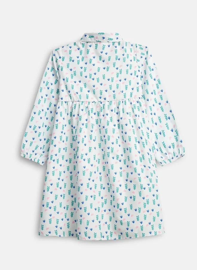 بونكيدز BONKIDS Girls Floral Print Cotton Shirt Dress