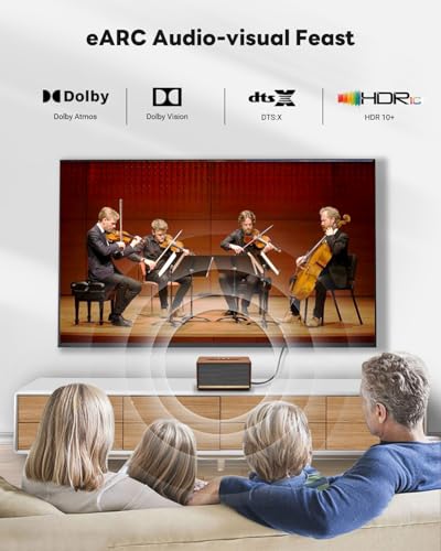 Yauhody كابل HDMI 8K من Yauhody 2.1 بطول 35 قدم، 48Gbps سرعة فائقة، كابل HDMI عالي السرعة مع تغليف من النايلون (10K 8K@60Hz 4K@120Hz 144Hz)، HDCP 2.2&2.3، HDR10، 3D، eARC، ARC متوافق مع الشاشة/التلفزيون/البلو راي/PS5 (35 قدم) - Image 4