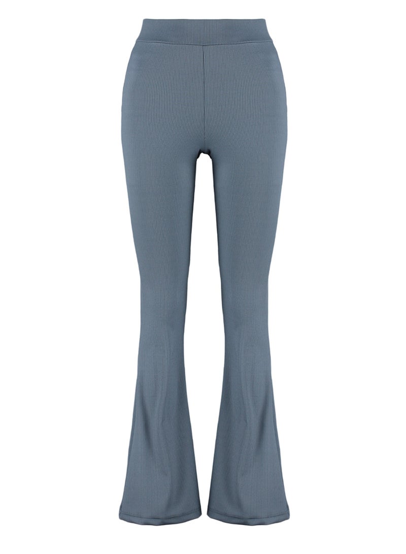 trendyol Anthracite Ribbed Flare / Flare Leg High Waist Stretchy Knitted Leggings Trousers - Image 5