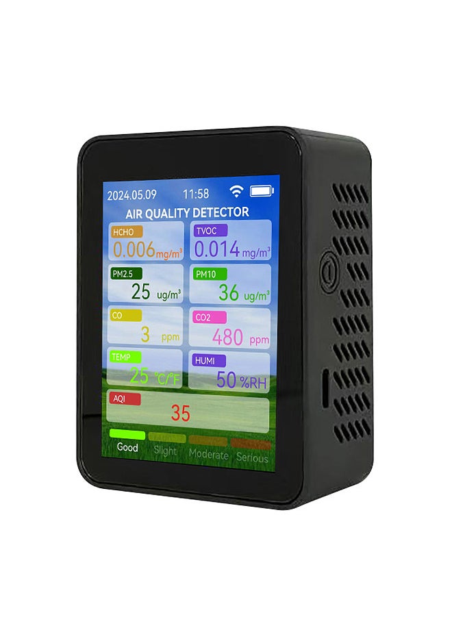 Generic Tuya WiFi Multifunctional Air Quality Meter Household HCHO TVOC Carbon Monoxide CO2 PM2.5 PM10 Tester Portable Temperature Humidity Detector 2.8-inch TFT Display  - Image 2
