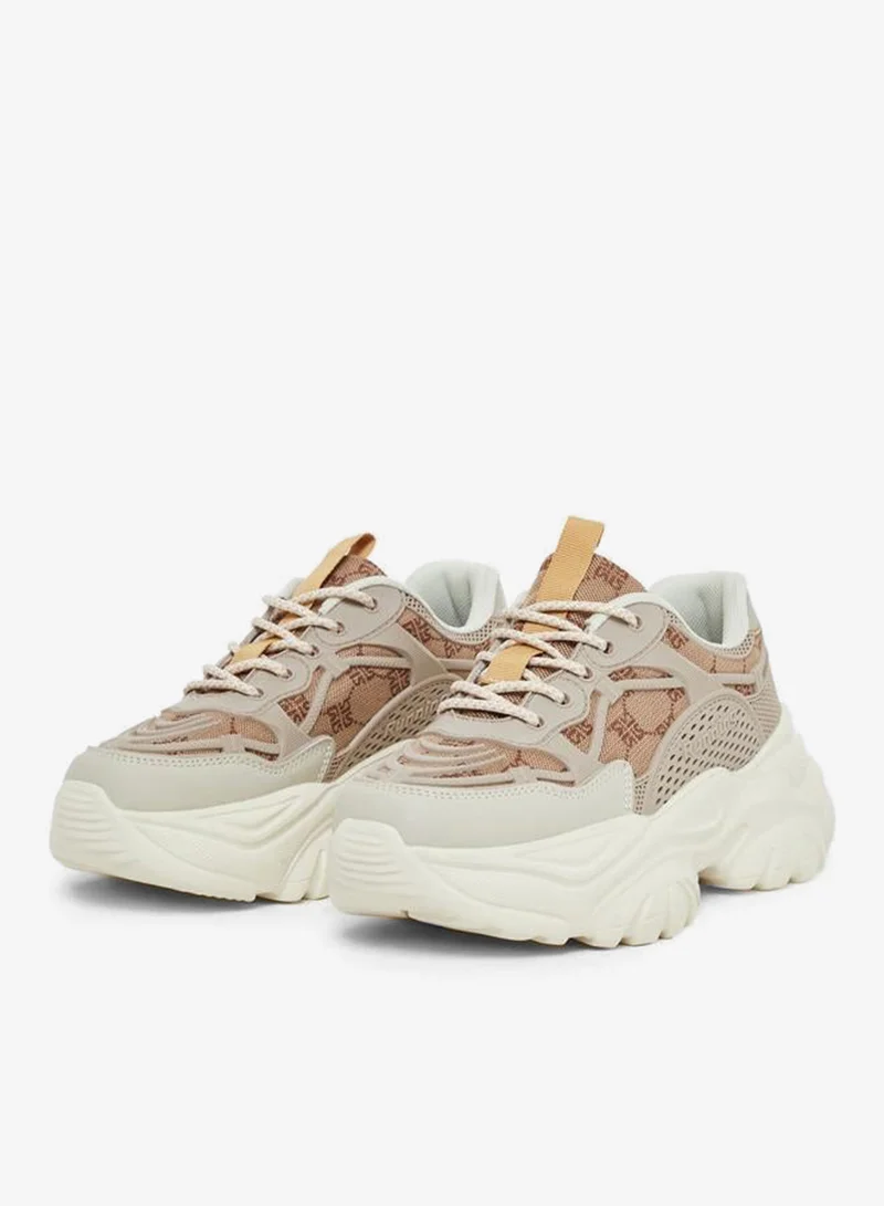 Styli Active Embroidered Lace Up Chunky Sole Sneakers