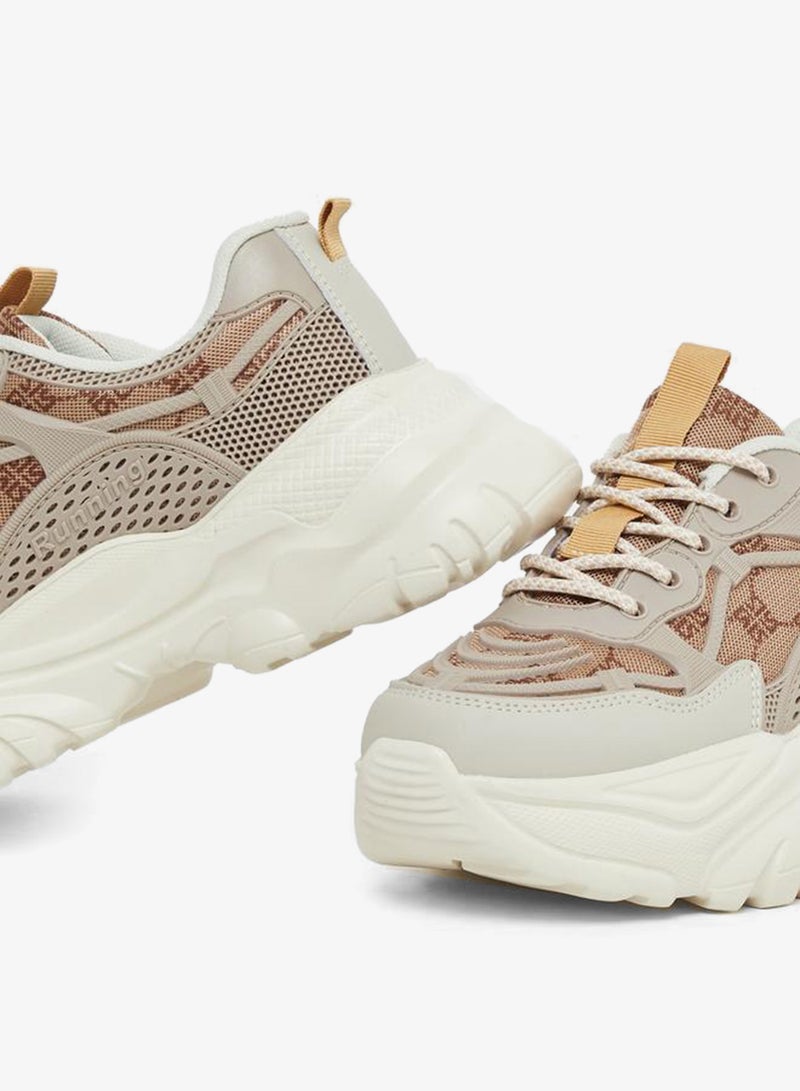 Styli Active Embroidered Lace Up Chunky Sole Sneakers - Image 3