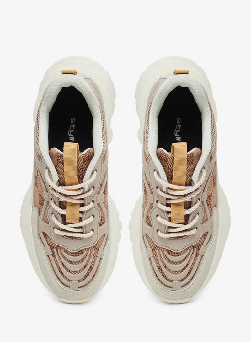 Styli Active Embroidered Lace Up Chunky Sole Sneakers - Image 5