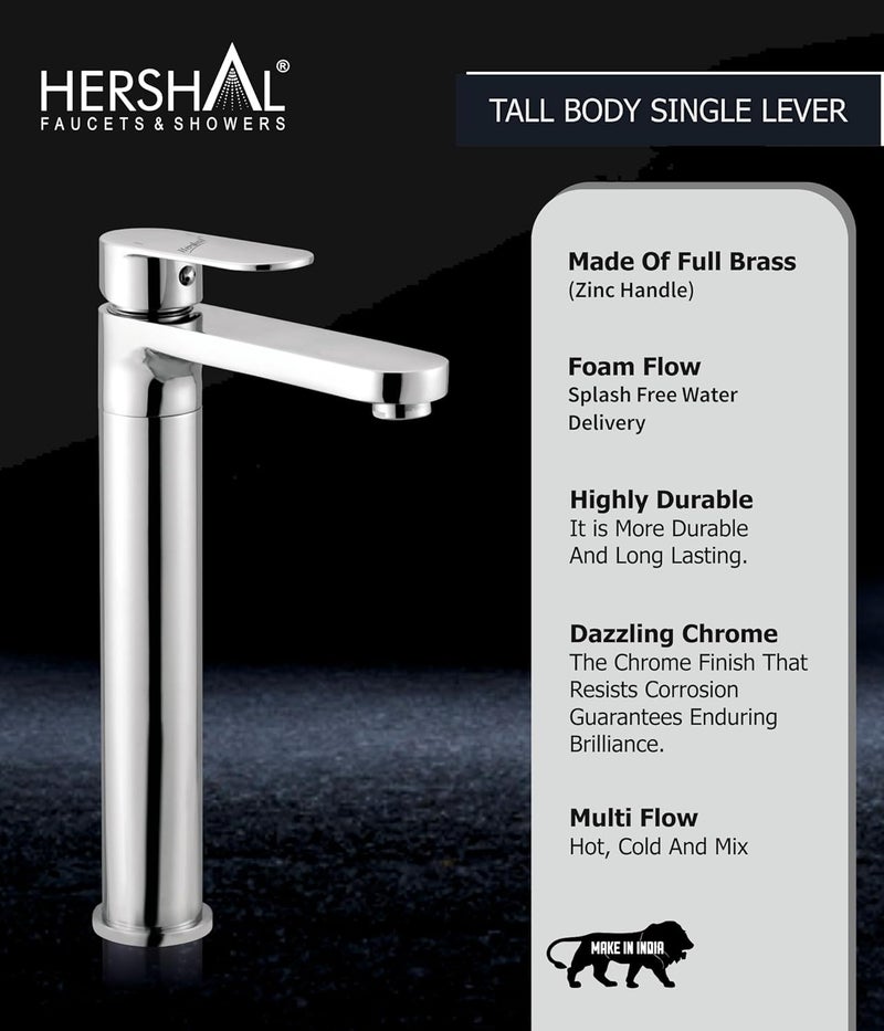 HERSHAL HERSHAL Brass Hot Cold Single Lever Basin Mixer Tap Dual Handle Design with Black Bracket for Modern Bathroom Sinks 2 Legs Included Easy Installation 1PCS - Image 2