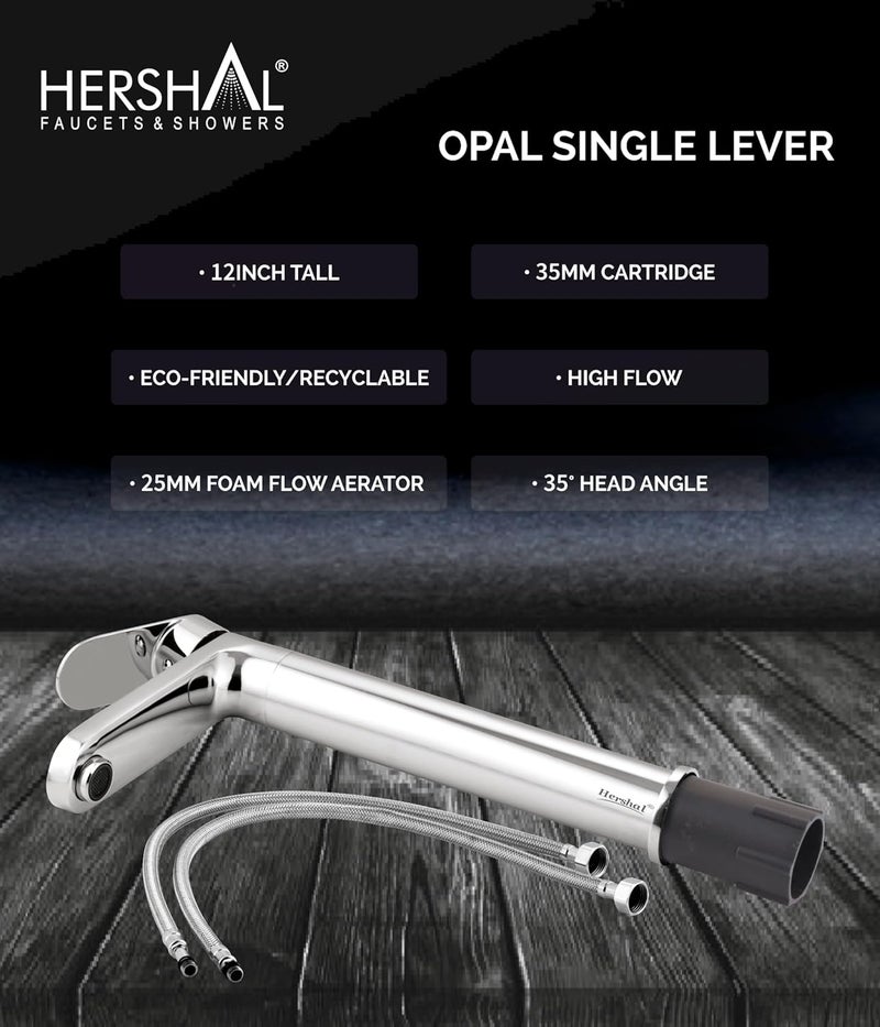 HERSHAL HERSHAL Brass Hot Cold Single Lever Basin Mixer Tap Dual Handle Design with Black Bracket for Modern Bathroom Sinks 2 Legs Included Easy Installation 1PCS - Image 4