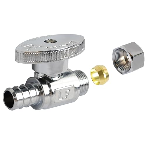 Hourleey 10 Pack Straight Stop Valve Water Shut Off Valve 12 PEX x 38 OD Compression QuarterTurn Chrome Plated Brass Valve for Faucets and Toilets - Image 3