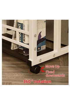 Golden Home Office Desk, Height Adjustable Laptop Table with Shelf, Portable Small Computer Desk with Rolling Wheel, Modern Side Table for Work Study Reading,Stable and Durable, 80 * 40 * 60-90cm. (white maple)  - Image 4