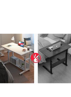 Golden Home Office Desk, Height Adjustable Laptop Table with Shelf, Portable Small Computer Desk with Rolling Wheel, Modern Side Table for Work Study Reading,Stable and Durable, 80 * 40 * 60-90cm. (white maple)  - Image 5