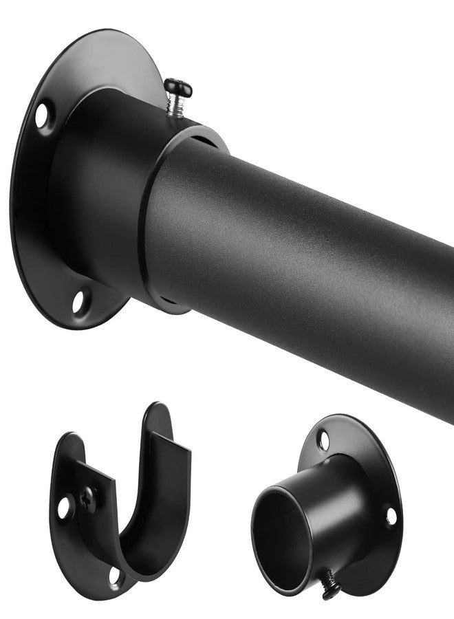 Luvenia Heavy Duty Closet Rods for Hanging Clothes, Metal Black 1.3 Inch Diameter Closet Rods 17-63 Inch Adjustable Clothes Hanging Bar Shower Curtain Rods for Closet, Wardrobes, Bathrooms, Windows - Image 1