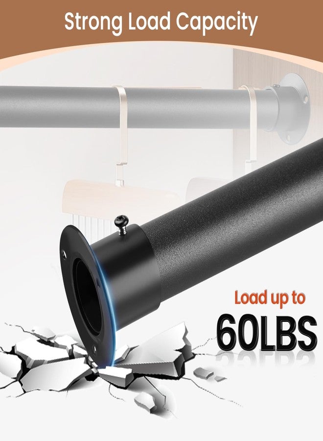 Luvenia Heavy Duty Closet Rods for Hanging Clothes, Metal Black 1.3 Inch Diameter Closet Rods 17-63 Inch Adjustable Clothes Hanging Bar Shower Curtain Rods for Closet, Wardrobes, Bathrooms, Windows - Image 2