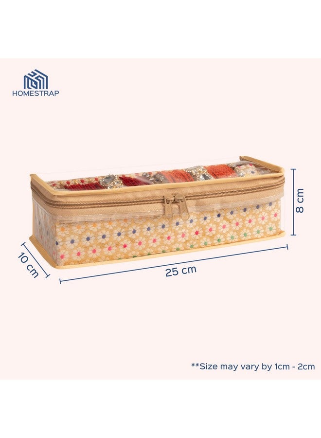 HomeStrap Single Rod Brocade Bangle Box, Golden - Image 2