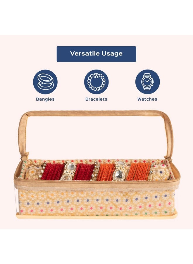 HomeStrap Single Rod Brocade Bangle Box, Golden - Image 4
