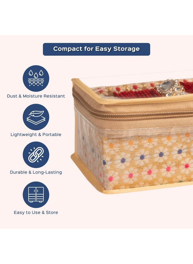 HomeStrap Single Rod Brocade Bangle Box, Golden - Image 5