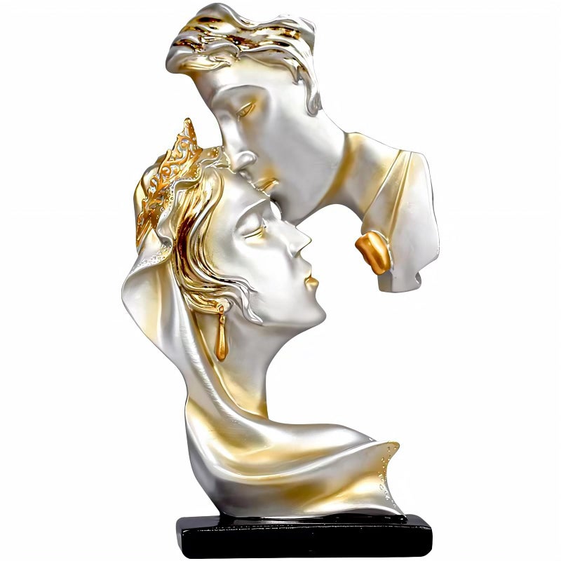 Bukela The Kissing Lover Statue for Home Decor Accents, Art Decorations for Living Room Bookshelf TV Stand Bedroom, Office Decor for Men, Romantic Wedding for Women, Champagne