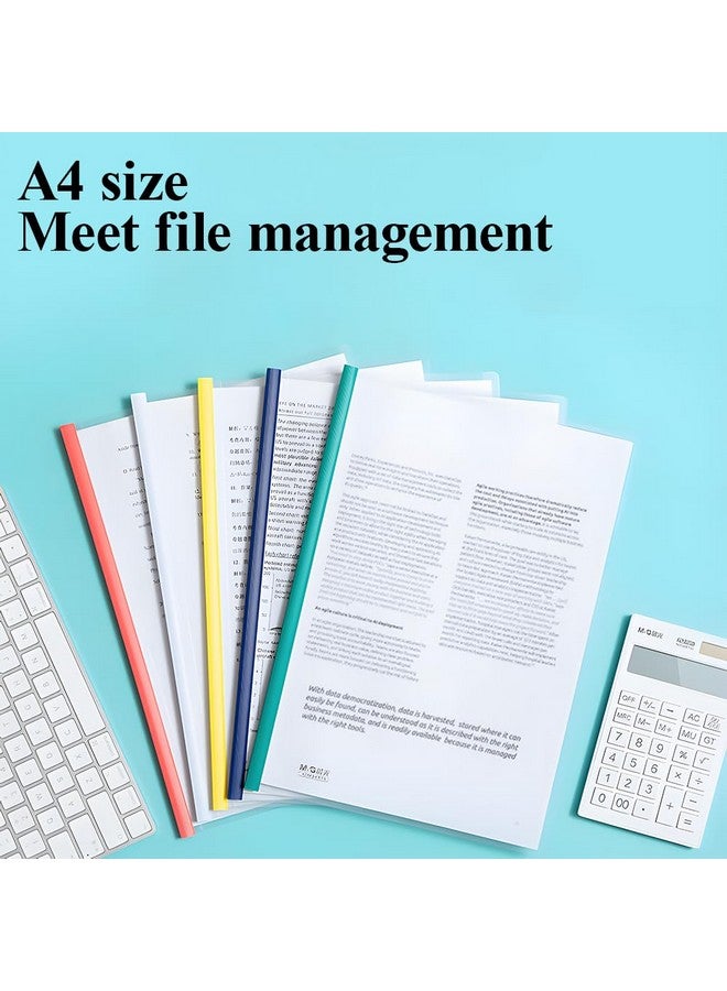 ام اند جي 10 عبوات من أغطية التقارير مع شريط منزلق، أغطية تقارير شفافة مقاس 5 مم للورق بحجم A4 وحجم Letter بسعة 35 ورقة، مجلد ملفات العرض التقديمي، مجلد مستندات للمكتب المدرسي (شريط منزلق ملون) - Image 2