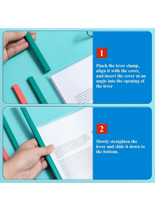 ام اند جي 10 عبوات من أغطية التقارير مع شريط منزلق، أغطية تقارير شفافة مقاس 5 مم للورق بحجم A4 وحجم Letter بسعة 35 ورقة، مجلد ملفات العرض التقديمي، مجلد مستندات للمكتب المدرسي (شريط منزلق ملون) - Image 4