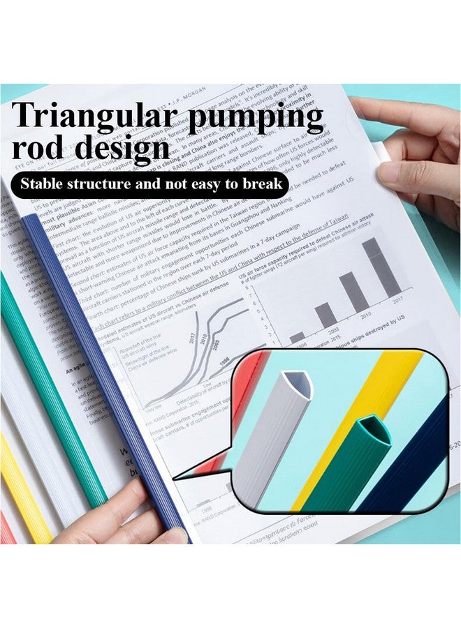 ام اند جي 10 عبوات من أغطية التقارير مع شريط منزلق، أغطية تقارير شفافة مقاس 5 مم للورق بحجم A4 وحجم Letter بسعة 35 ورقة، مجلد ملفات العرض التقديمي، مجلد مستندات للمكتب المدرسي (شريط منزلق ملون) - Image 3