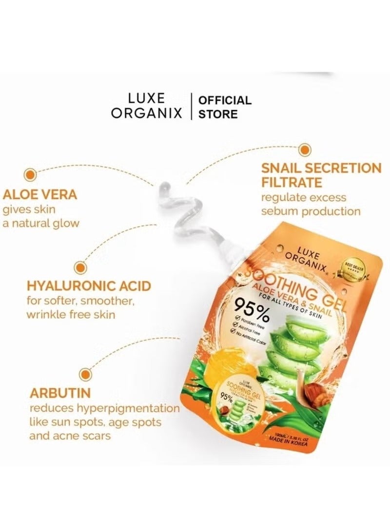 LUXE ORGANIX Luxe Organix Aloe Vera & Snail Soothing Gel 100ml - Image 2